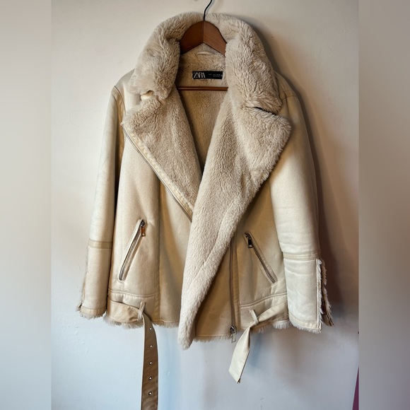 Zara Shearling Aviator Coat, Small - Picture 8 of 10